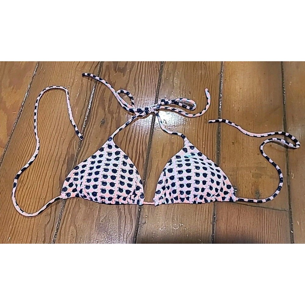 O'NEILL Womens Swimsuit Bikini Top Triangle Slide Orange Sunglass Print S